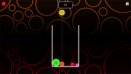 Gameplay showing dropping balls